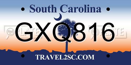 GXQ816 South Carolina License Plate