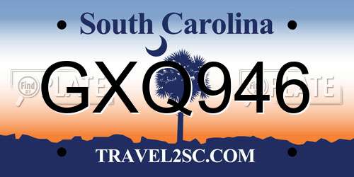 GXQ946 South Carolina License Plate