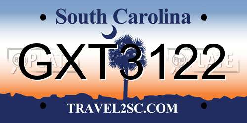 GXT3122 South Carolina License Plate