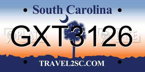 GXT3126 South Carolina License Plate