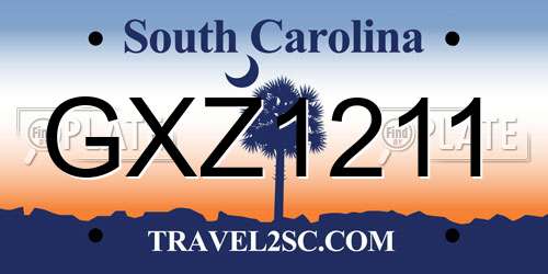 GXZ1211 South Carolina License Plate