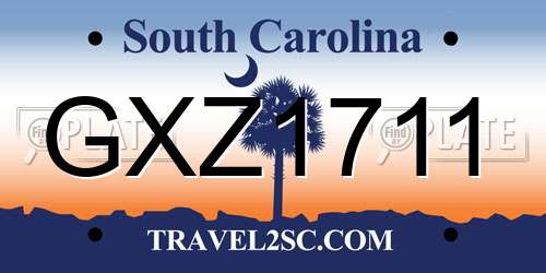 GXZ1711 South Carolina License Plate