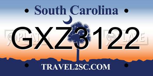 GXZ3122 South Carolina License Plate