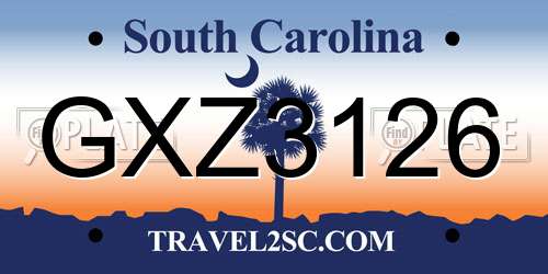 GXZ3126 South Carolina License Plate