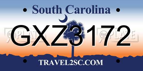 GXZ3172 South Carolina License Plate