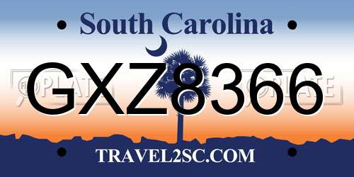 GXZ8366 South Carolina License Plate