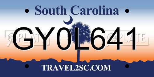 GY0L641 South Carolina License Plate