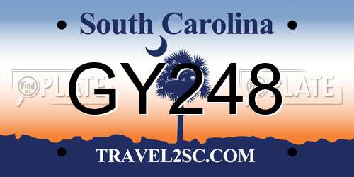 GY248 South Carolina License Plate