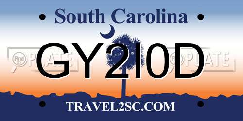 GY2I0D South Carolina License Plate
