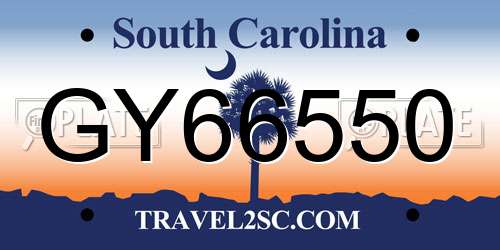 GY66550 South Carolina License Plate