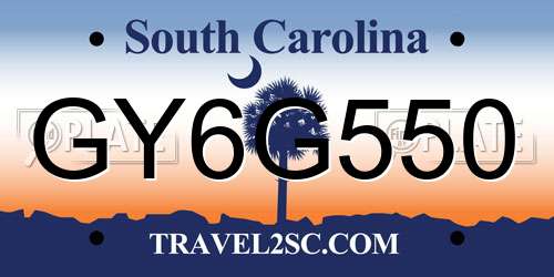 GY6G550 South Carolina License Plate