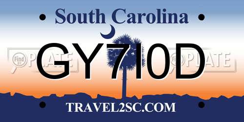 GY7I0D South Carolina License Plate