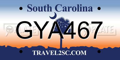 GYA467 South Carolina License Plate