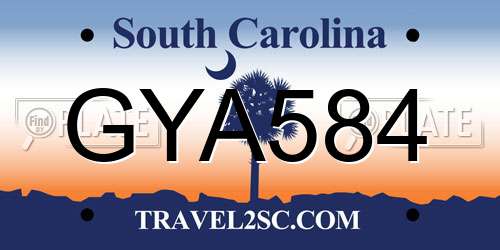GYA584 South Carolina License Plate