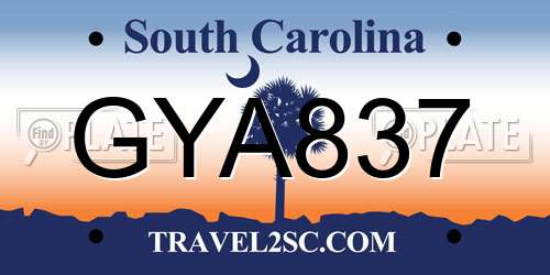 GYA837 South Carolina License Plate