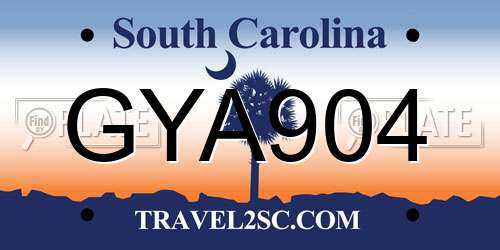 GYA904 South Carolina License Plate