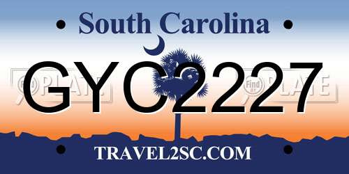 GYC2227 South Carolina License Plate