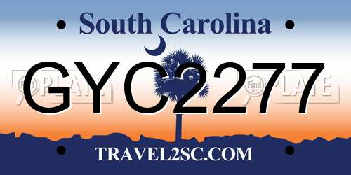 GYC2277 South Carolina License Plate