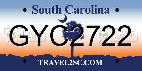 GYC2722 South Carolina License Plate