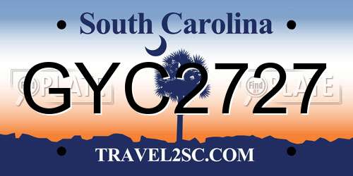 GYC2727 South Carolina License Plate