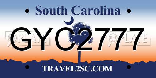 GYC2777 South Carolina License Plate
