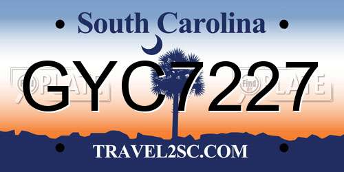 GYC7227 South Carolina License Plate