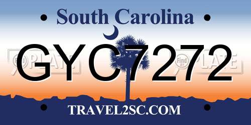 GYC7272 South Carolina License Plate