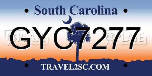 GYC7277 South Carolina License Plate