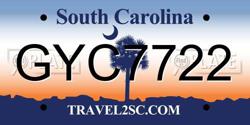 GYC7722 South Carolina License Plate