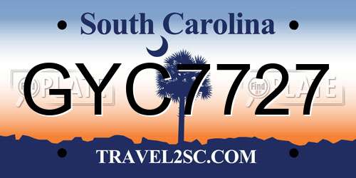 GYC7727 South Carolina License Plate