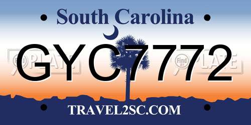 GYC7772 South Carolina License Plate