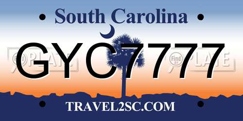 GYC7777 South Carolina License Plate