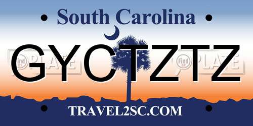 GYCTZTZ South Carolina License Plate