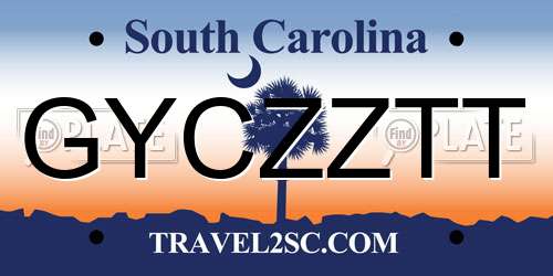 GYCZZTT South Carolina License Plate