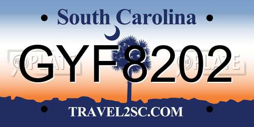 GYF8202 South Carolina License Plate
