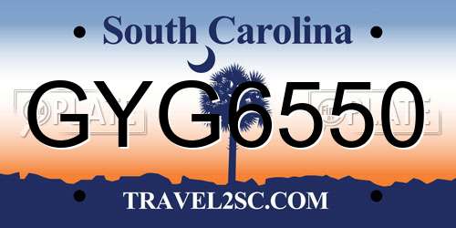 GYG6550 South Carolina License Plate