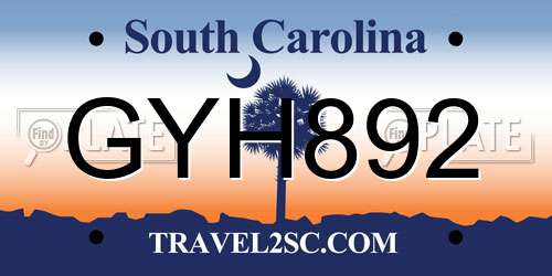 GYH892 South Carolina License Plate