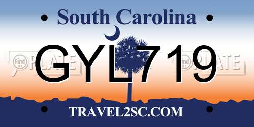 GYL719 South Carolina License Plate