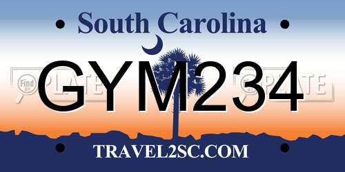 GYM234 South Carolina License Plate
