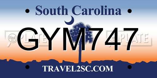 GYM747 South Carolina License Plate