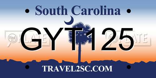 GYT125 South Carolina License Plate