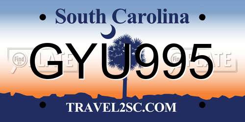 GYU995 South Carolina License Plate