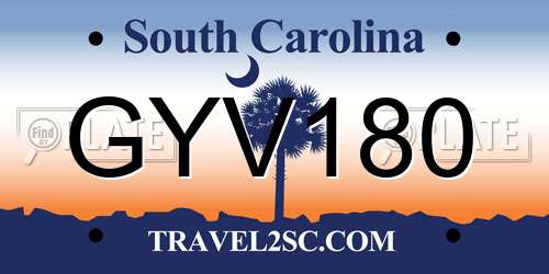 GYV180 South Carolina License Plate