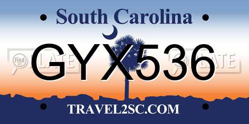 GYX536 South Carolina License Plate