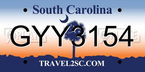 GYY3154 South Carolina License Plate