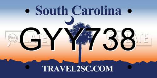 GYY738 South Carolina License Plate