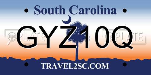 GYZ10Q South Carolina License Plate