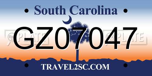 GZ07047 South Carolina License Plate