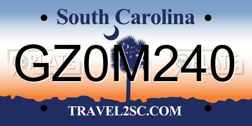 GZ0M240 South Carolina License Plate