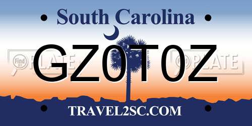 GZ0T0Z South Carolina License Plate
